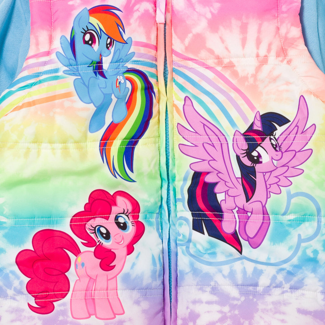 My Little Pony Girls' Cosplay Hooded 2fer Jacket Light Blue Tie Dye