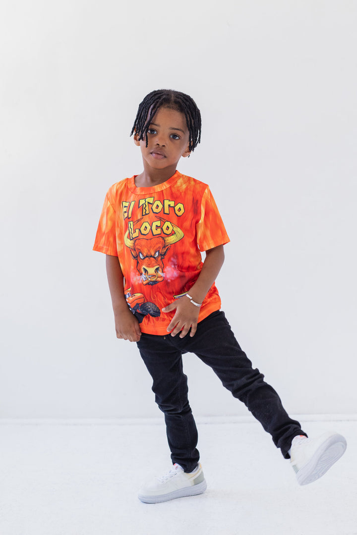 Monster Jam El Toro Loco Boys' Athletic Short Sleeve T-Shirt Flame