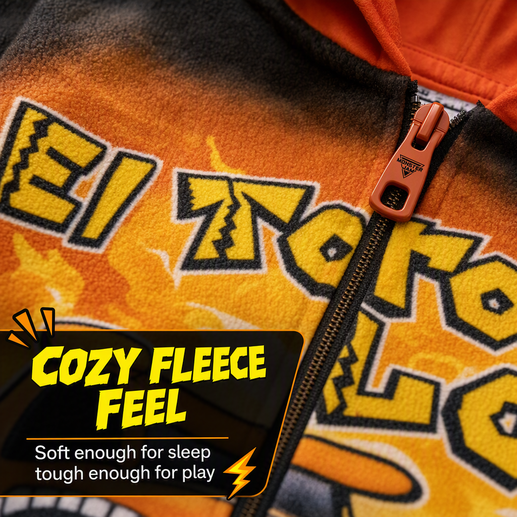 Monster Jam El Toro Loco Boys' Fleece Hooded One Piece Orange