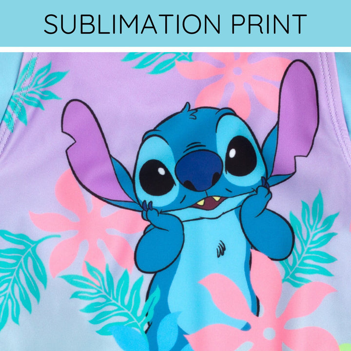 Lilo & Stitch Baby Girls' Ruffle Sleeve One-Piece Swimsuit Lavender Aqua