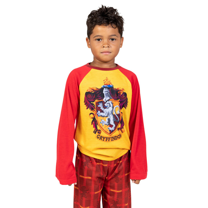 Harry Potter Gryffindor 2-Piece Long Sleeve Pajama Top and Pants Set Red Gold