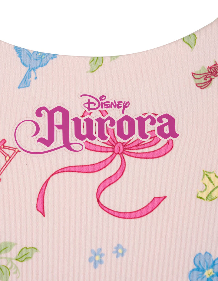 Disney Sleeping Beauty Aurora Women's Athletic Cropped Sports Bra Soft Pink