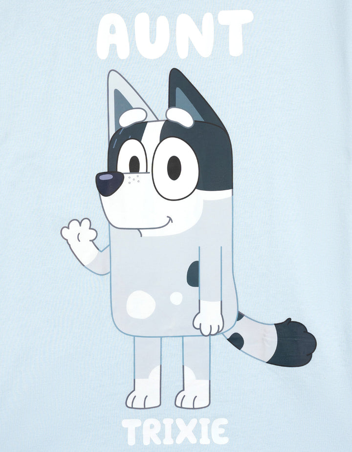 Bluey Aunt Trixie Women's Short Sleeve T-Shirt Blue Grey
