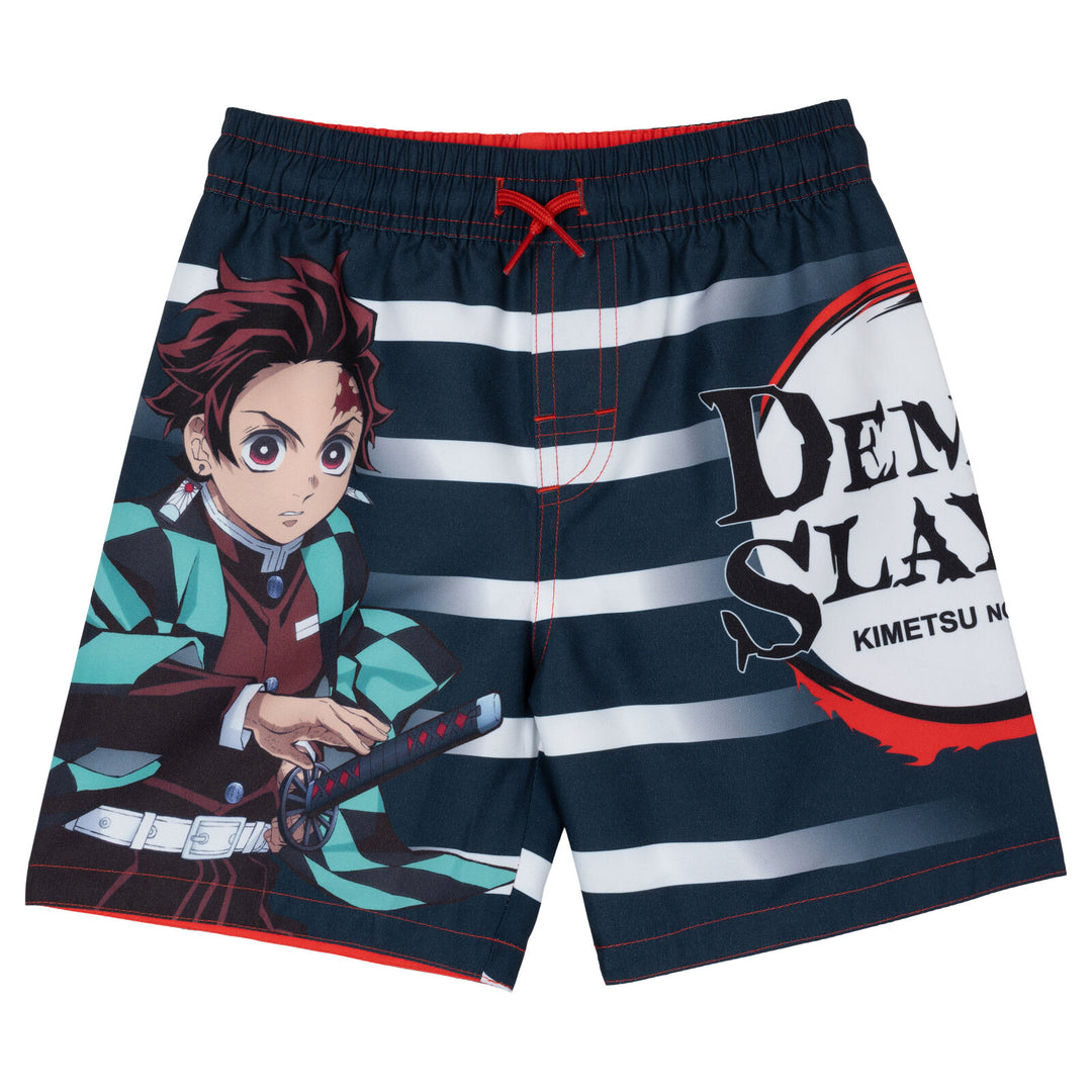Demon Slayer Tanjiro Kamado Boys' Rash Guard and Swim Trunks Set Navy