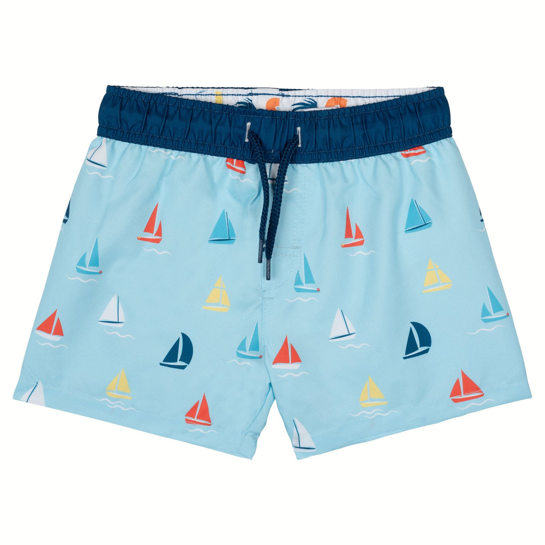 Dreamwave Boys' 2-Piece Swimwear Rash Guard and Swim Trunks Set Navy Sky Blue