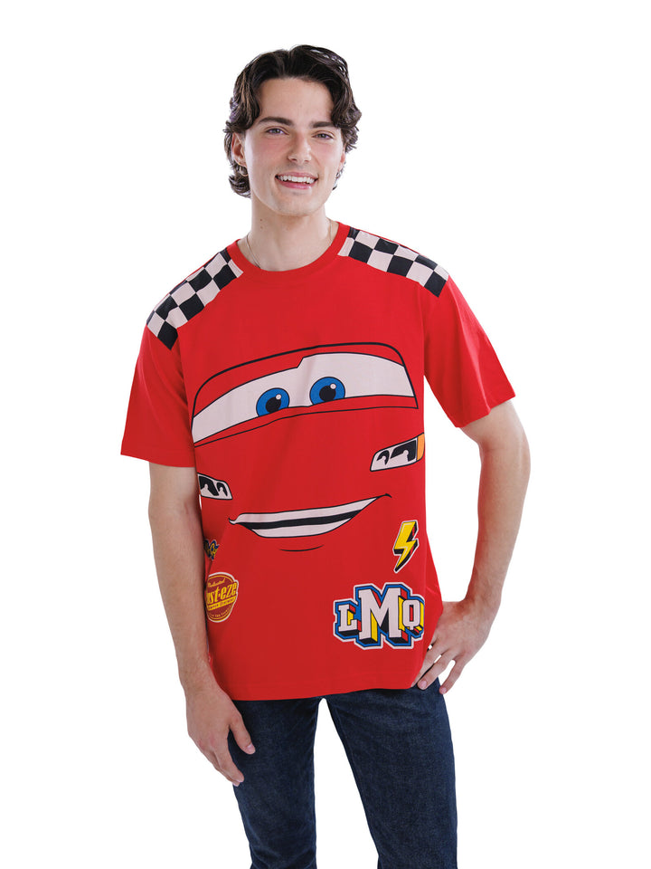 Cars Lightning McQueen Men's Cosplay Short Sleeve T-Shirt Racing Red