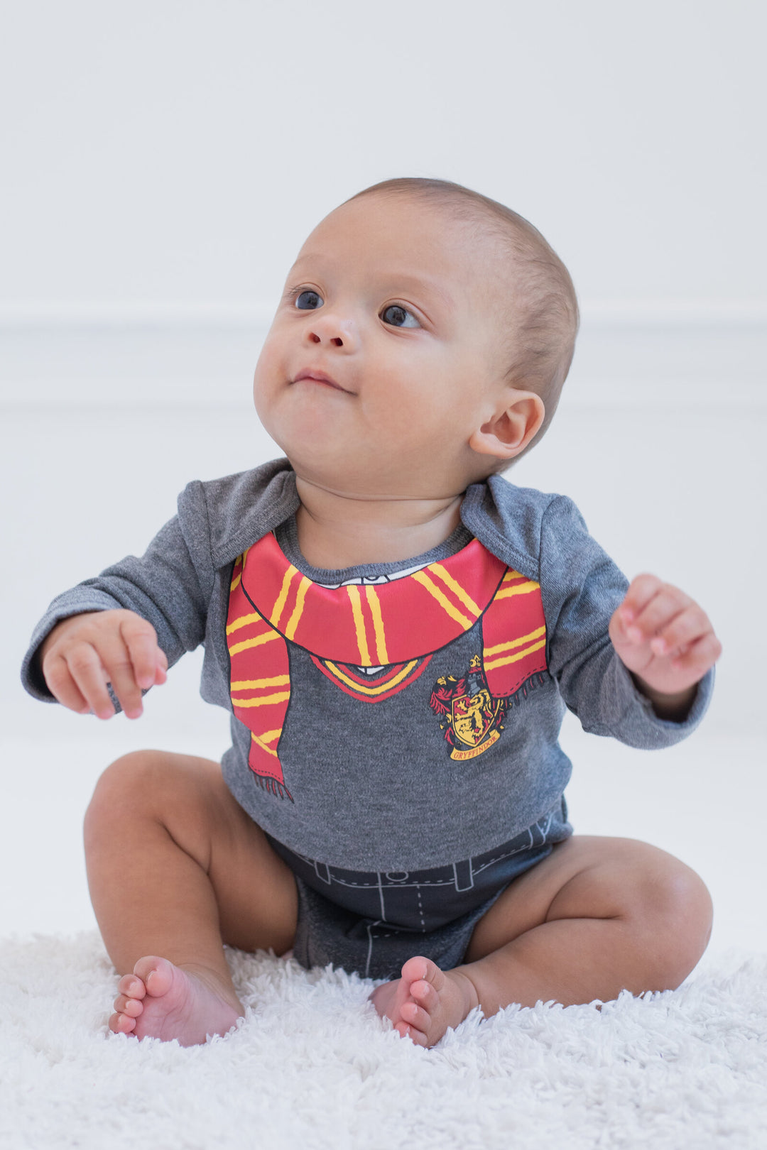 Harry Potter Baby One Piece Long Sleeve Bodysuit 3-Pack Red Gold Heather Grey