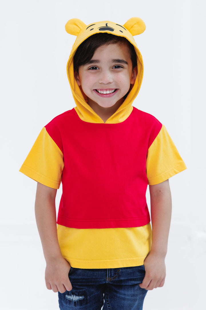 Disney Winnie the Pooh Boys' Cosplay Short Sleeve Hooded T-Shirt Red Yellow
