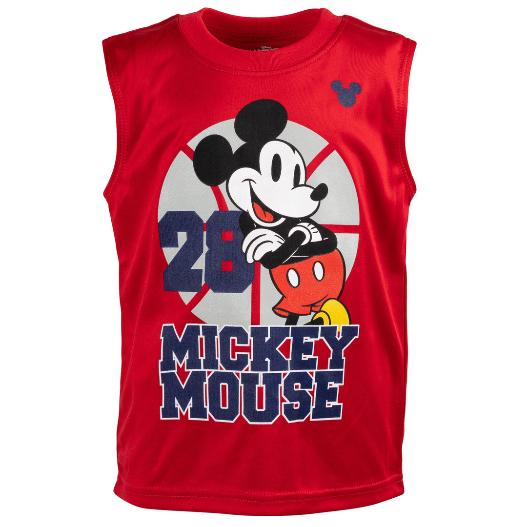 Disney Mickey Mouse Toddler Boys' 3-Piece Tee Tank and Shorts Set Blue Red