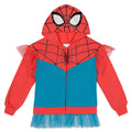 Marvel Spider-Man Girls' Cosplay Fleece Zip-Up Hoodie Red Blue