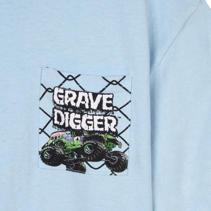 Monster Jam Grave Digger Men's Short Sleeve T-Shirt Sky Blue