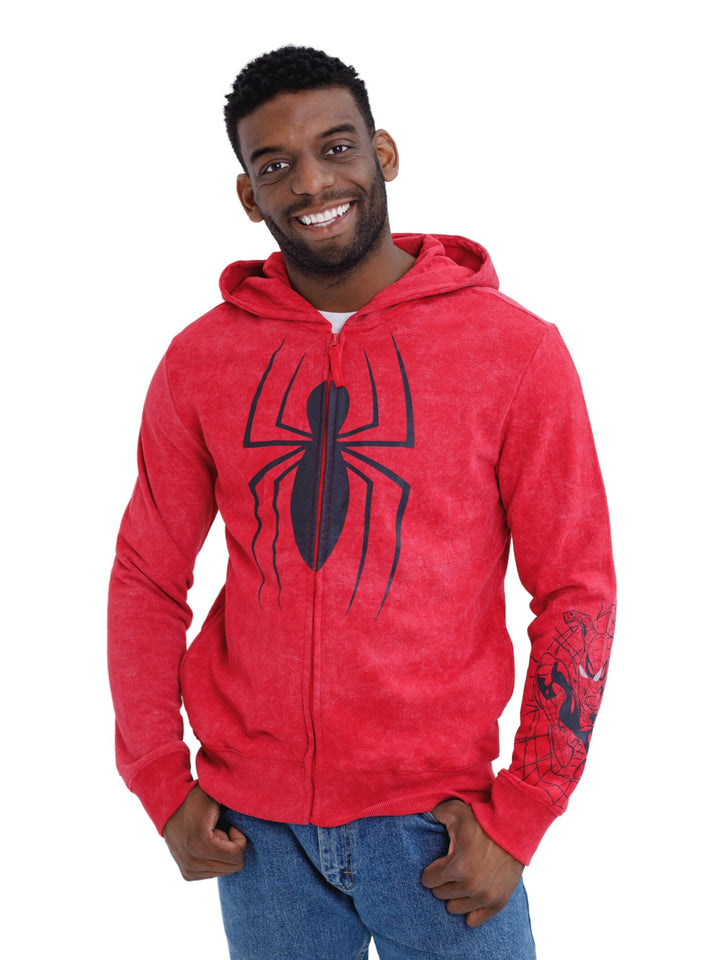 Marvel Spider-Man Cosplay Fleece Zip-Up Hoodie Spiderman Acid Red