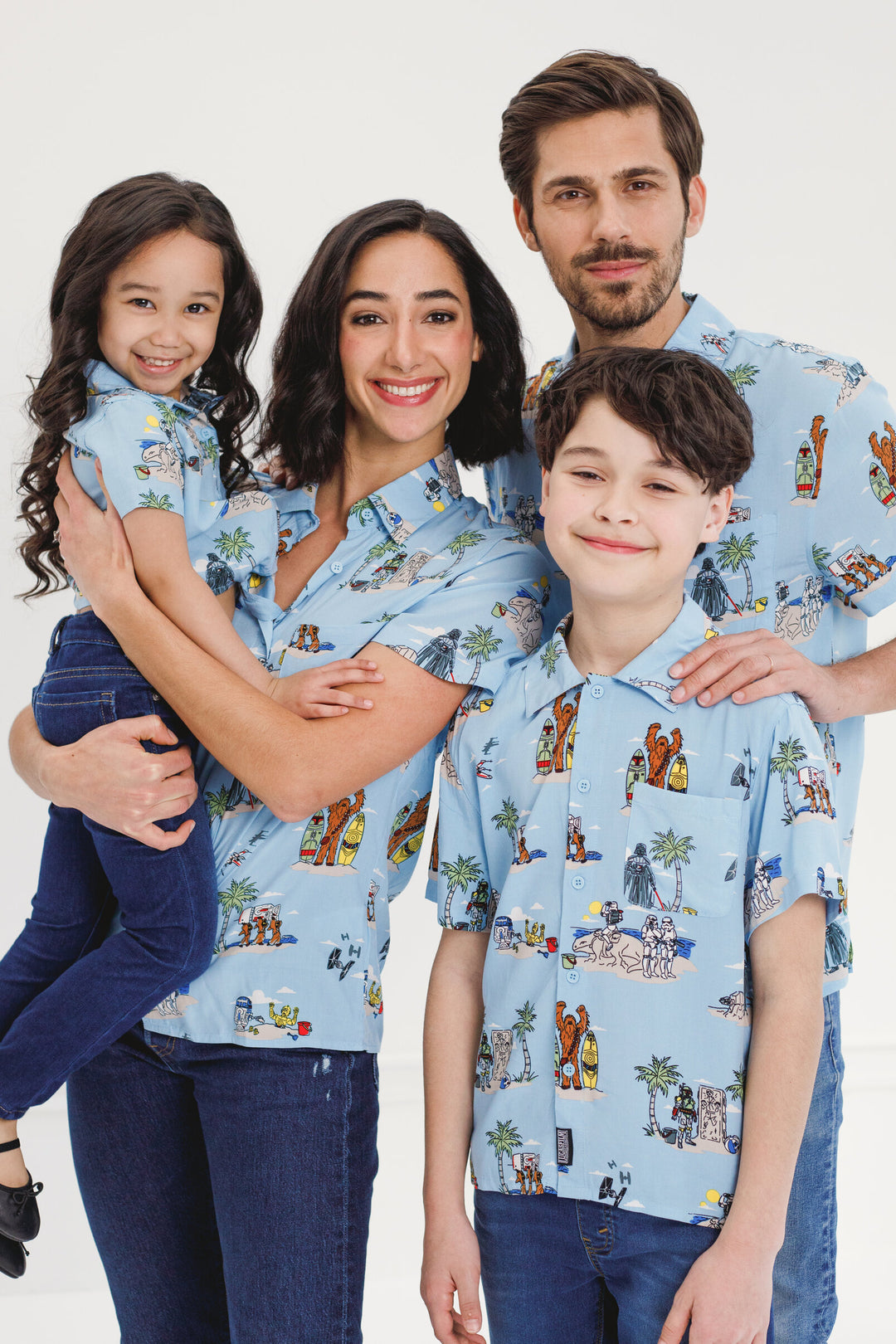 Star Wars Hawaiian Shirt, Dress, Short Set and Romper Boba Chewie Blue