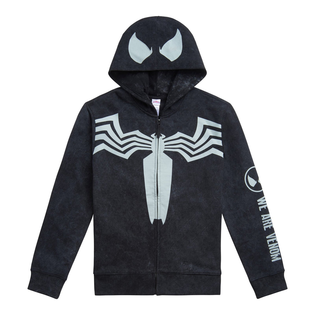 Marvel Spider-Man Venom Cosplay Fleece Zip-Up Hoodie Mineral Black