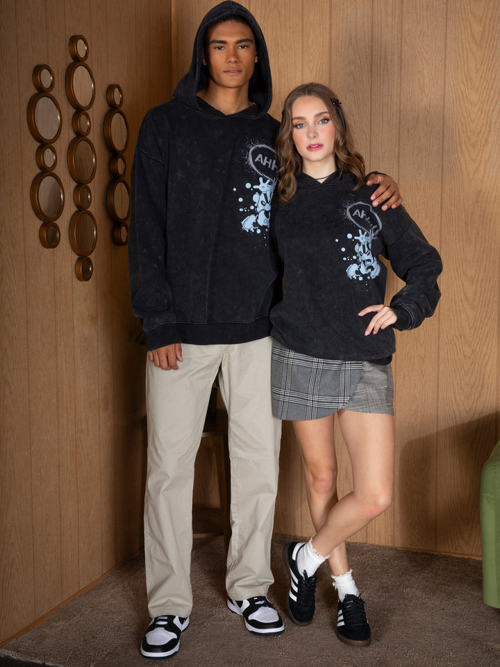 Disney Mickey Mouse Men's Fleece Pullover Hoodie Black Blue