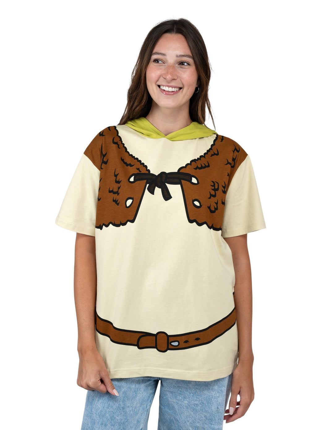 Shrek Adult Men or Women Cosplay Hooded T-Shirt Green Beige