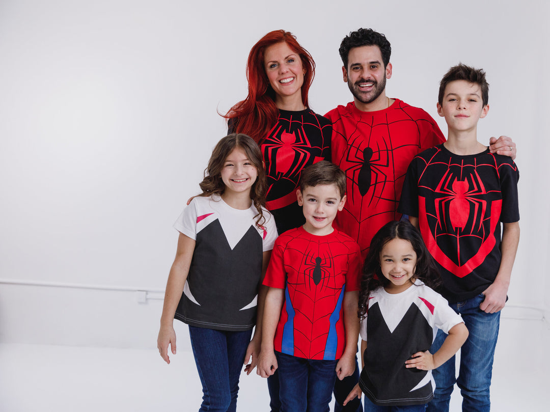 Marvel Matching Family Cosplay Short Sleeve T-Shirt Red Blue Spider Man