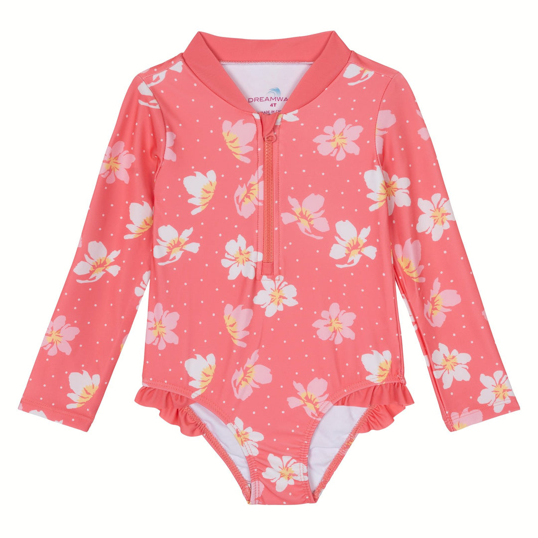 Dreamwave Girls' One Piece Bathing Suit Pink Floral