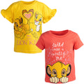 Disney Lion King Girls' 2-Pack Short Sleeve T-Shirts Simba Nala Yellow