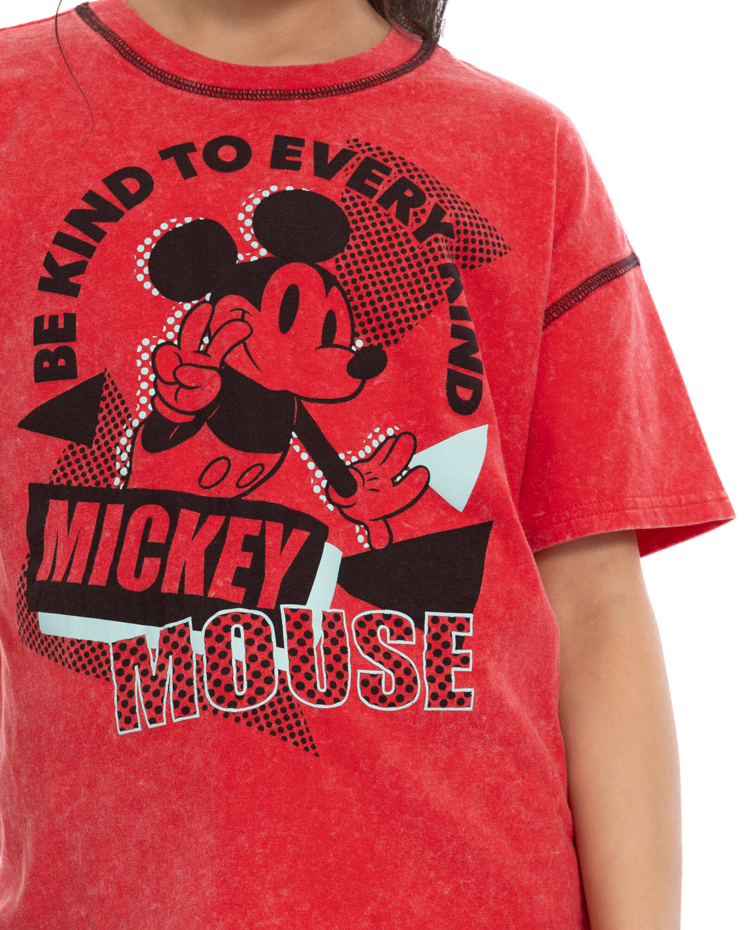 Disney Mickey Mouse Girls' Short Sleeve T-Shirt Red Be Kind