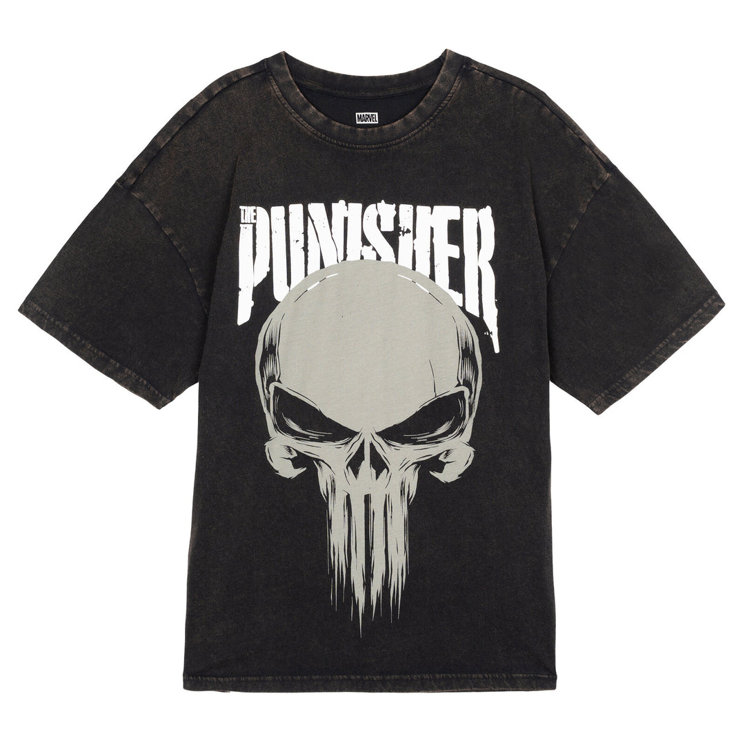 Marvel Men's Short Sleeve T-Shirt Punisher Washed Black