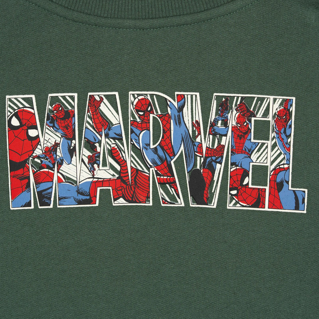 Marvel Comics Boys' Fleece 2-Piece Sweatshirt and Pants Set Spider Man Green