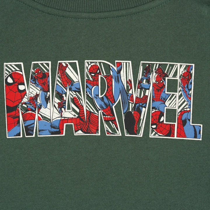 Marvel Comics Boys' Fleece 2-Piece Sweatshirt and Pants Set Spider Man Green