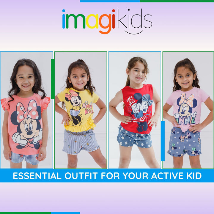 Minnie Mouse Girls' T-Shirt and Chambray Shorts Set Pink Stripe