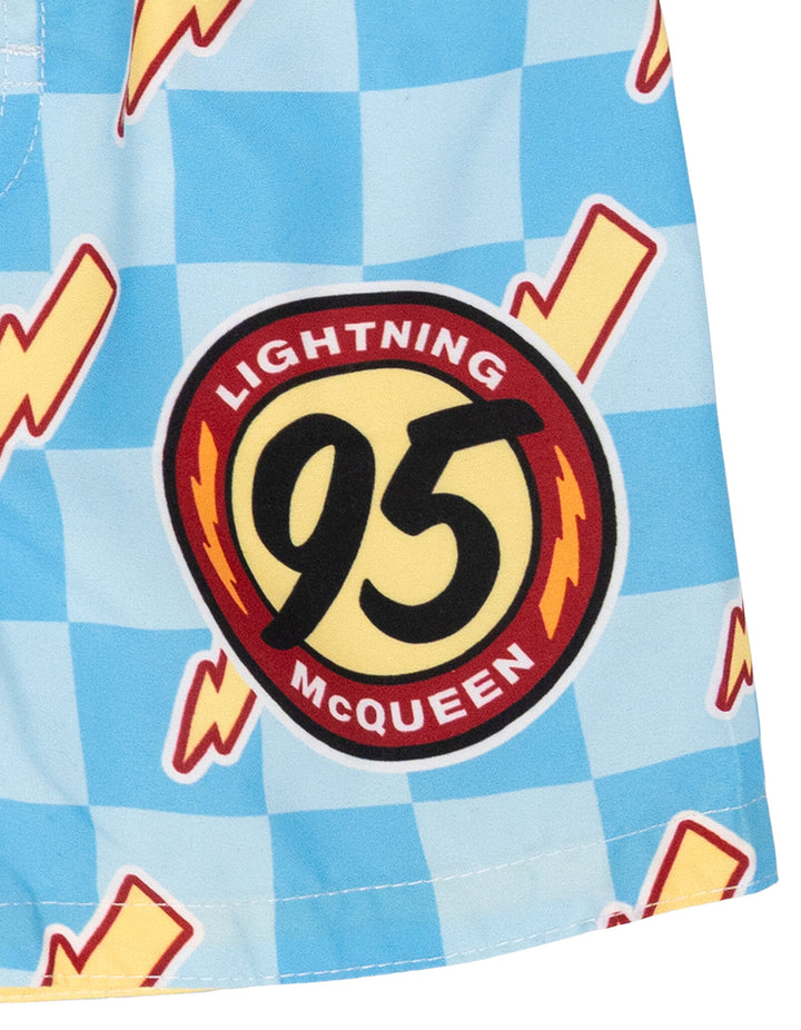 Cars Lightning McQueen Swimwear 2-Piece Rash Guard and Swim Trunks Set Racing
