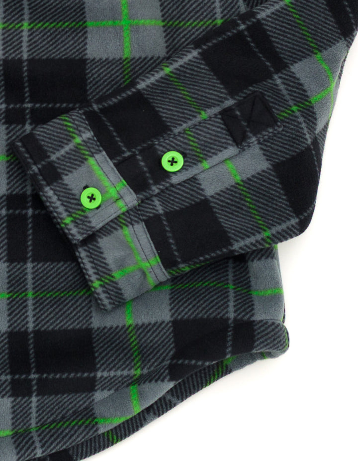 Minecraft Creeper Boys' Fleece Lined Shacket Gray Green