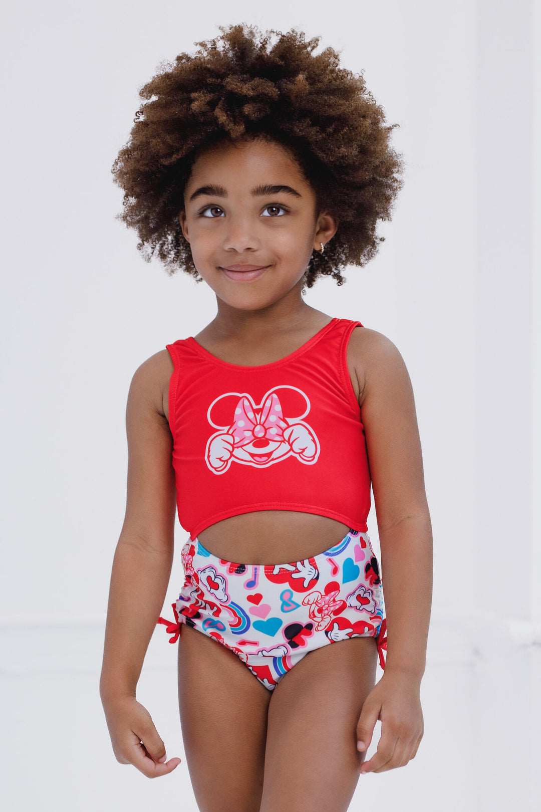 Minnie Mouse Girls' Sleeveless One Piece Bathing Suit Red Multi