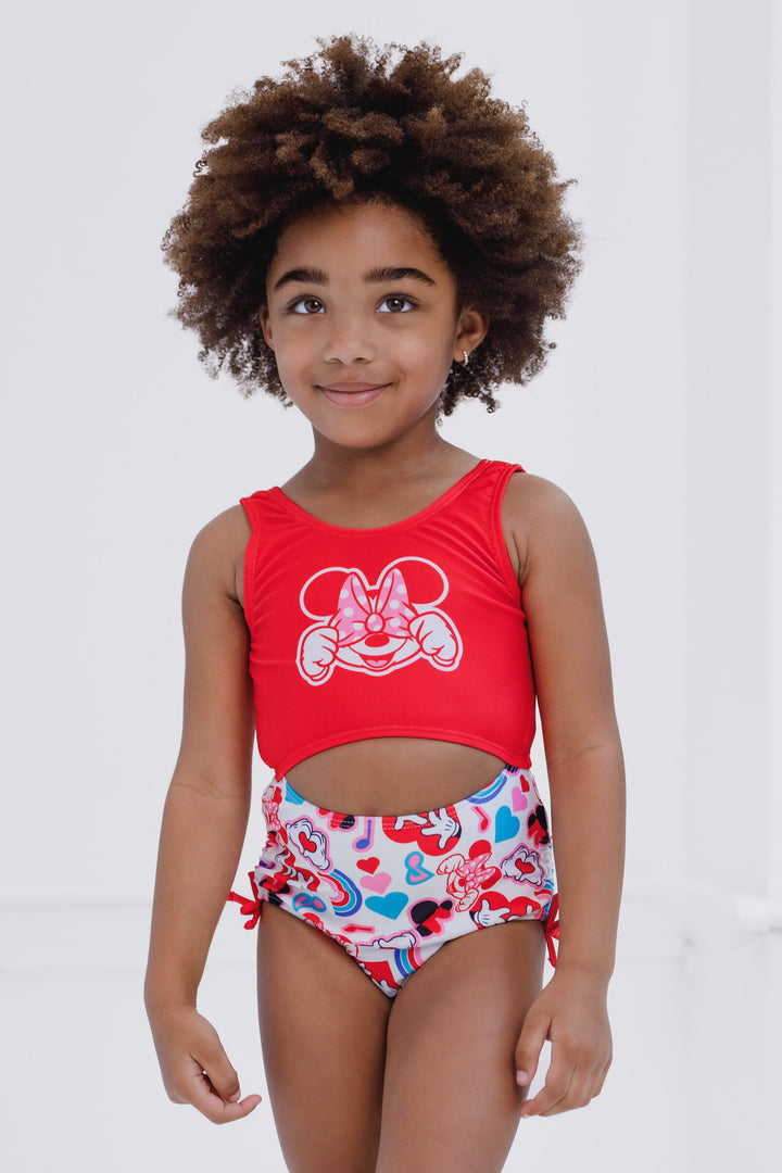 Minnie Mouse Girls' Sleeveless One Piece Bathing Suit Red Multi
