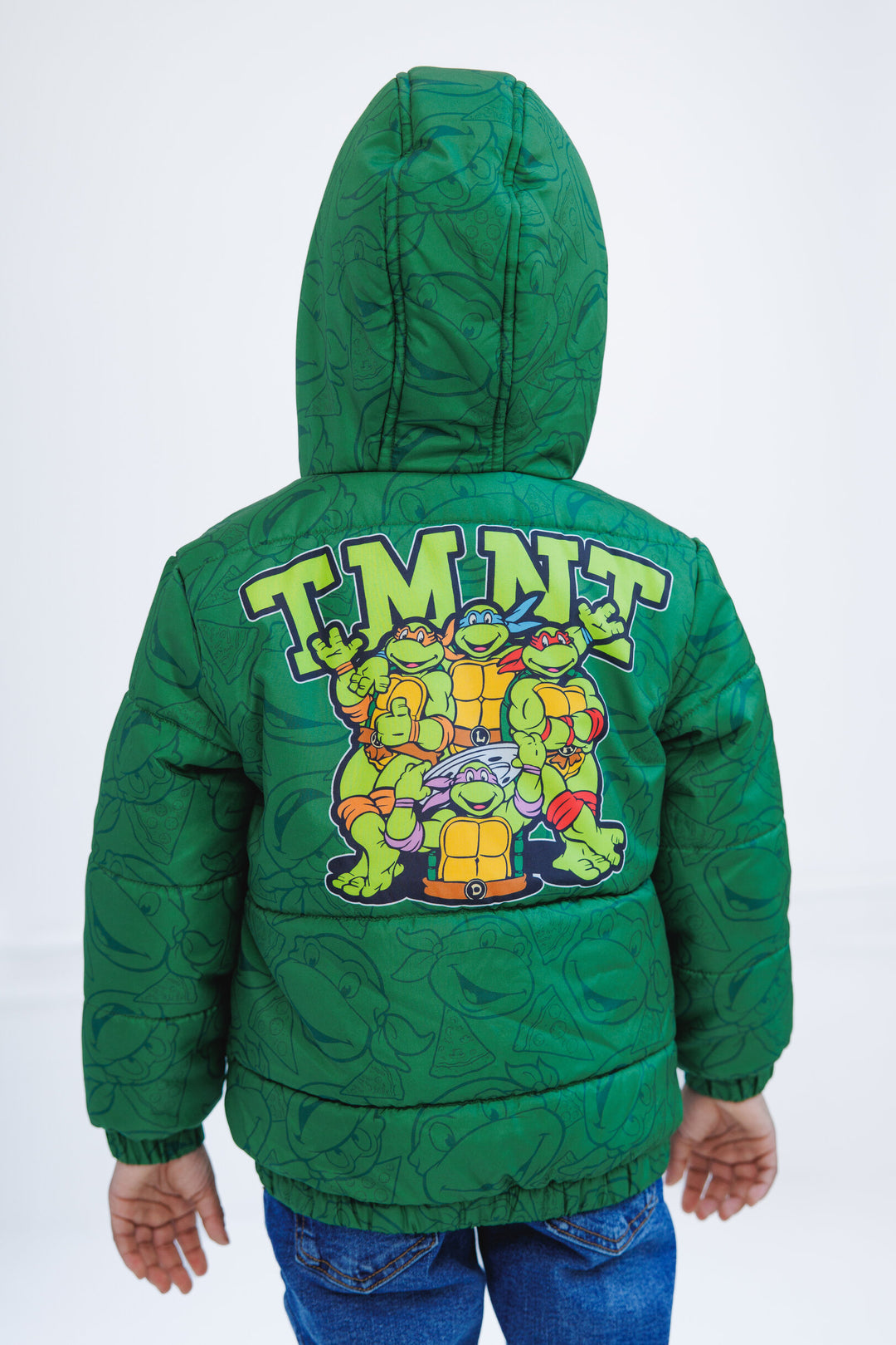 Teenage Mutant Ninja Turtles Boys' Zip-Up Hooded Puffer Jacket Forest Green