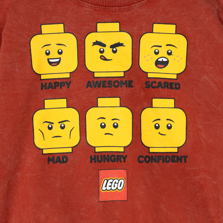 LEGO Crewneck Pullover Sweatshirt Vintage Wash Red