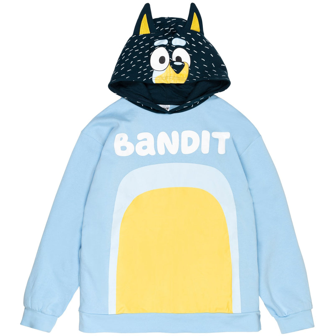 Bluey Bandit Dad Adult Men or Women Cosplay Fleece Hooded Sweatshirt Blue