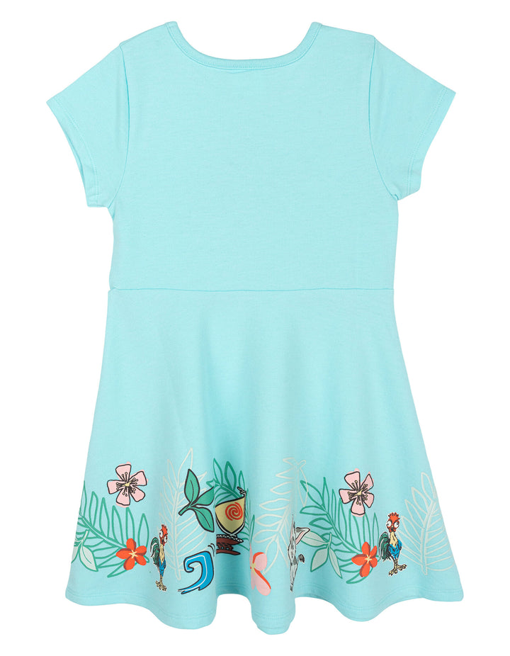 Moana Girls' Short Sleeve Skater Dress Light Aqua