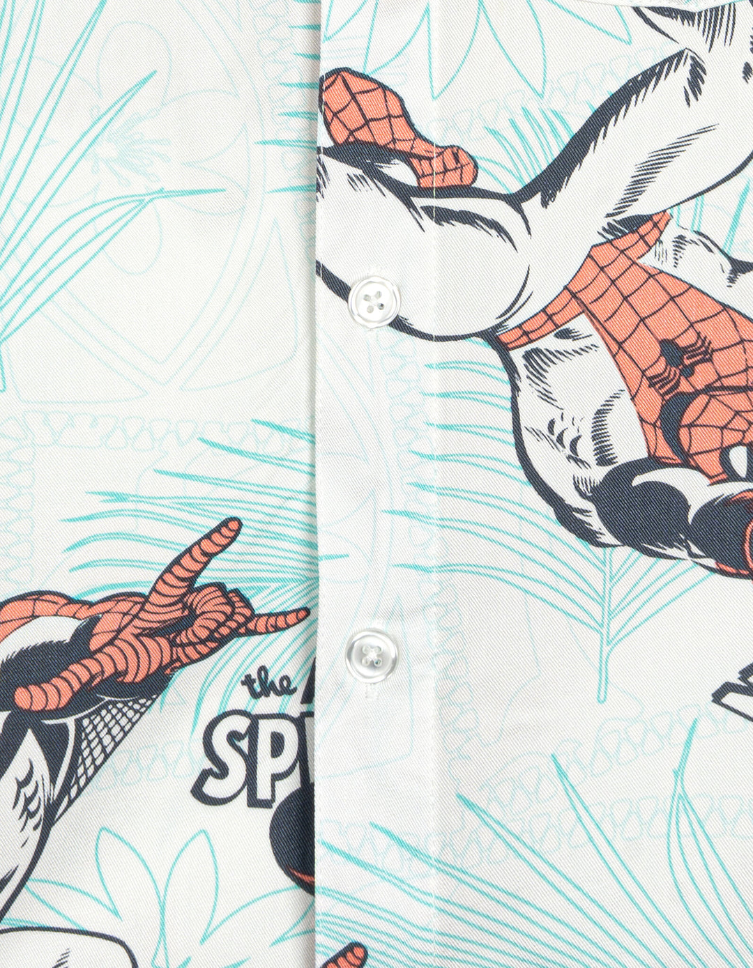 Marvel Spider-Man Boys' Hawaiian Short Sleeve Button Down Shirt Ivory