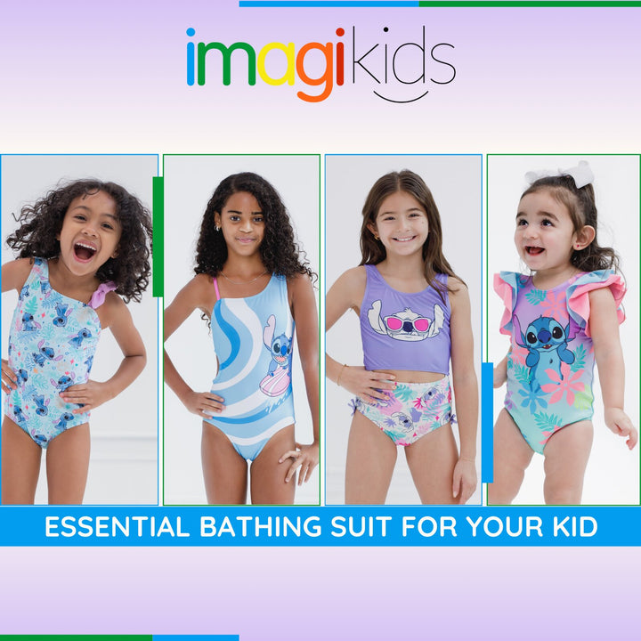 Lilo & Stitch Baby Girls' Ruffle Sleeve One-Piece Swimsuit Lavender Aqua