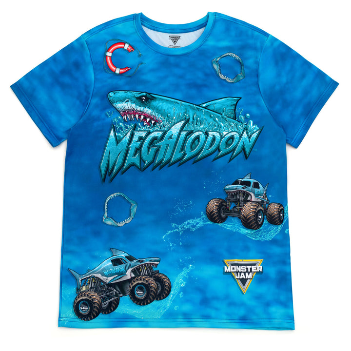 Monster Jam Megalodon Men's Athletic Short Sleeve T-Shirt Dark Blue