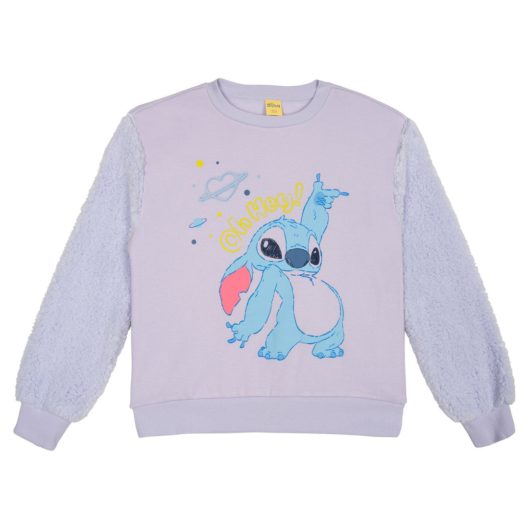 Lilo & Stitch Girls' Fleece Sweatshirt and Leggings Set Lavender Blue