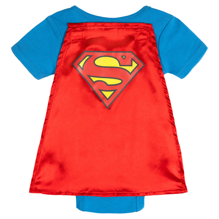 WARNER BROS Justice League Superman Baby Boys' Cosplay One Piece Bodysuit with Cape Blue Red