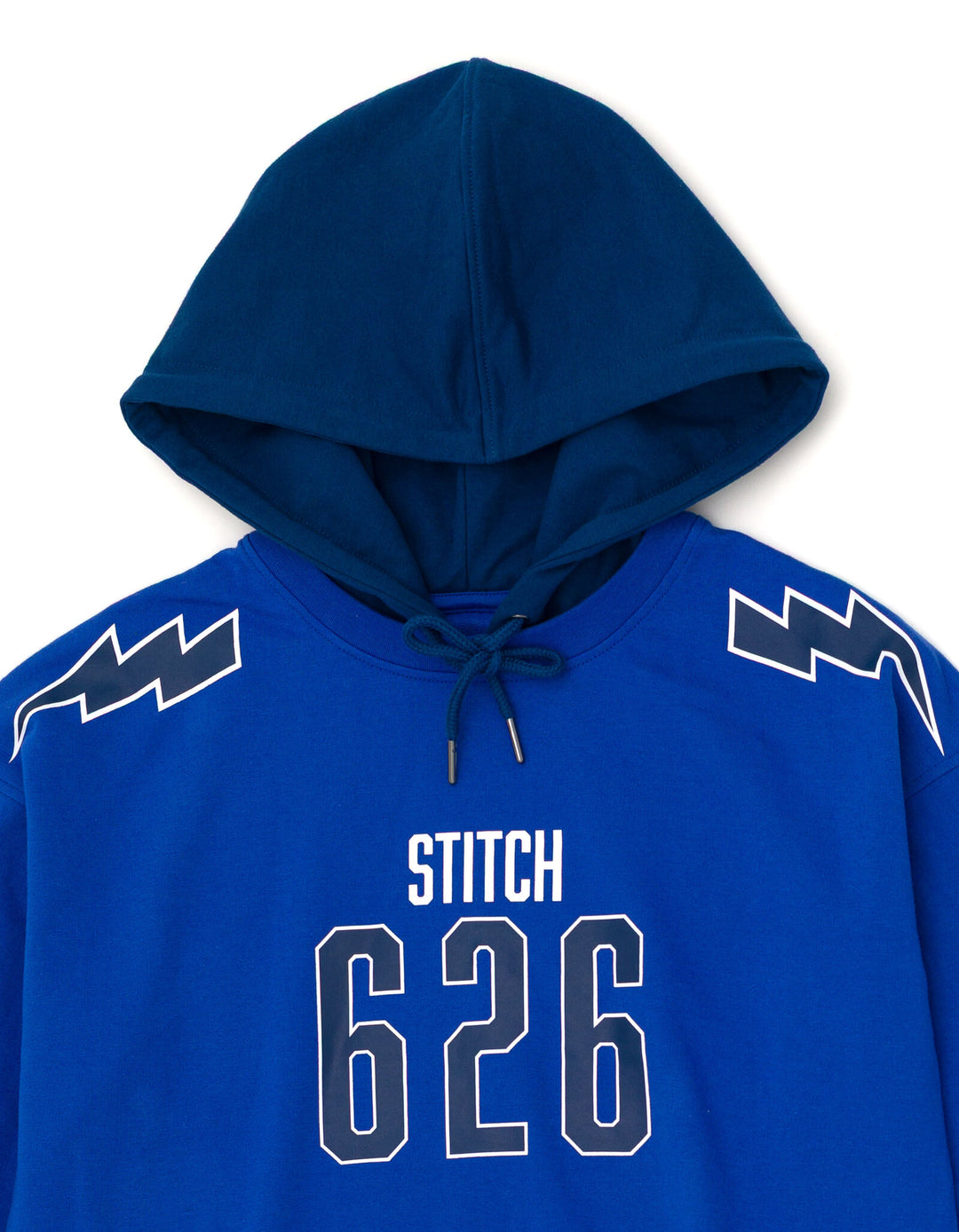 Lilo & Stitch Men's French Terry Drop Shoulder Pullover Hoodie Royal Navy