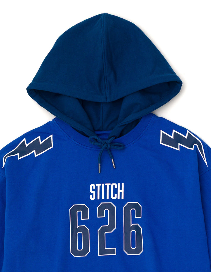 Lilo & Stitch Men's French Terry Drop Shoulder Pullover Hoodie Royal Navy