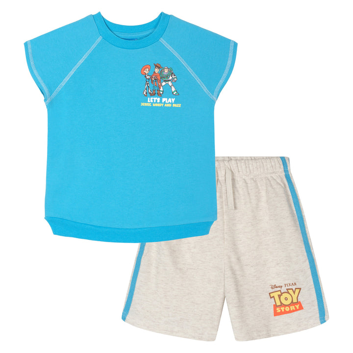 Disney Toy Story Boys' 2-Piece T-Shirt and Shorts Set Blue Oatmeal
