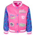 Barbie Girls' Varsity Bomber Jacket Pink Blue Foil