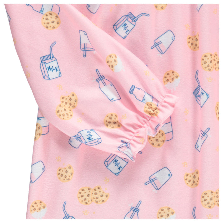 Dreamwave Girls' Long Sleeve Pajama Nightgown Pink Cookie Print