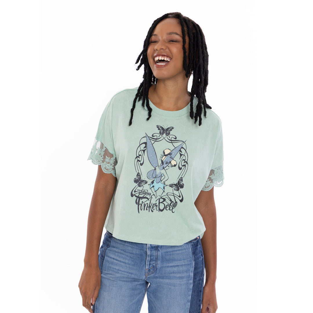 Tinkerbell Peter Pan Tinker Bell Women's Short Sleeve T-Shirt Lichen