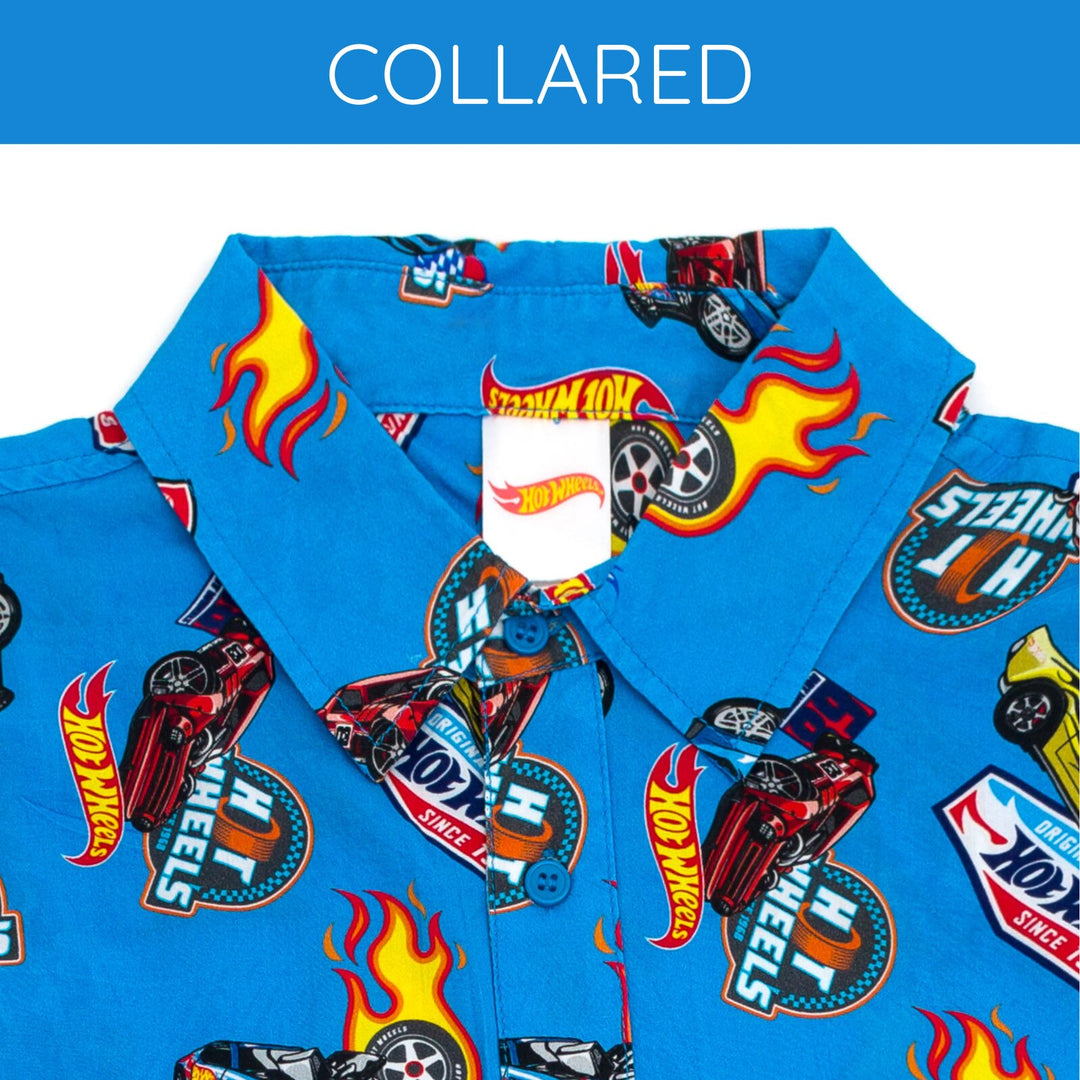 Hot Wheels Men's Racing Button-Down Shirt Flame Blue