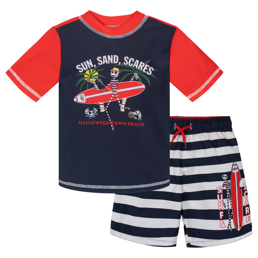 Nightmare Before Christmas Jack Skellington Boys' 2-Piece Rash Guard Set Red