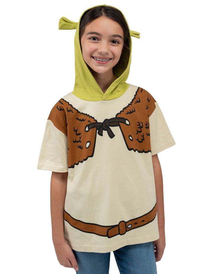 Shrek Cosplay Hooded T-Shirt Green Tan